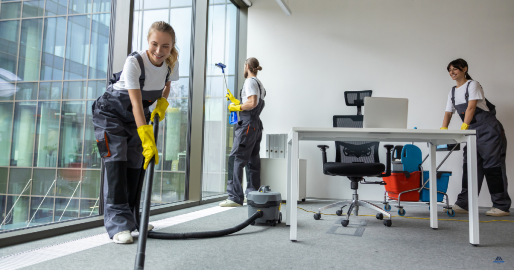 Professional office cleaning services in UAE maintaining a spotless office lobby